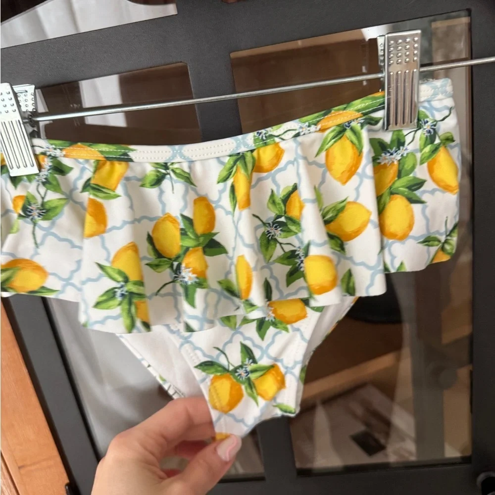 Janie & Jack Lemon Puff Sleeve bikini set Swimsuit top bottoms primrose toddler
